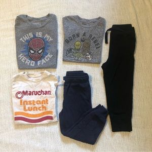 Bundle of five, three T-shirt two sweatpants
